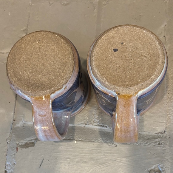 Pr of Studio Art Pottery Mugs Blue & Brown Signed & Dated 2017 - Picture 6 of 8